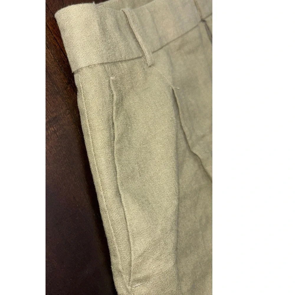 Zara Trousers High Waisted Pleated Linen Blend Gray Green Pants Summer Small